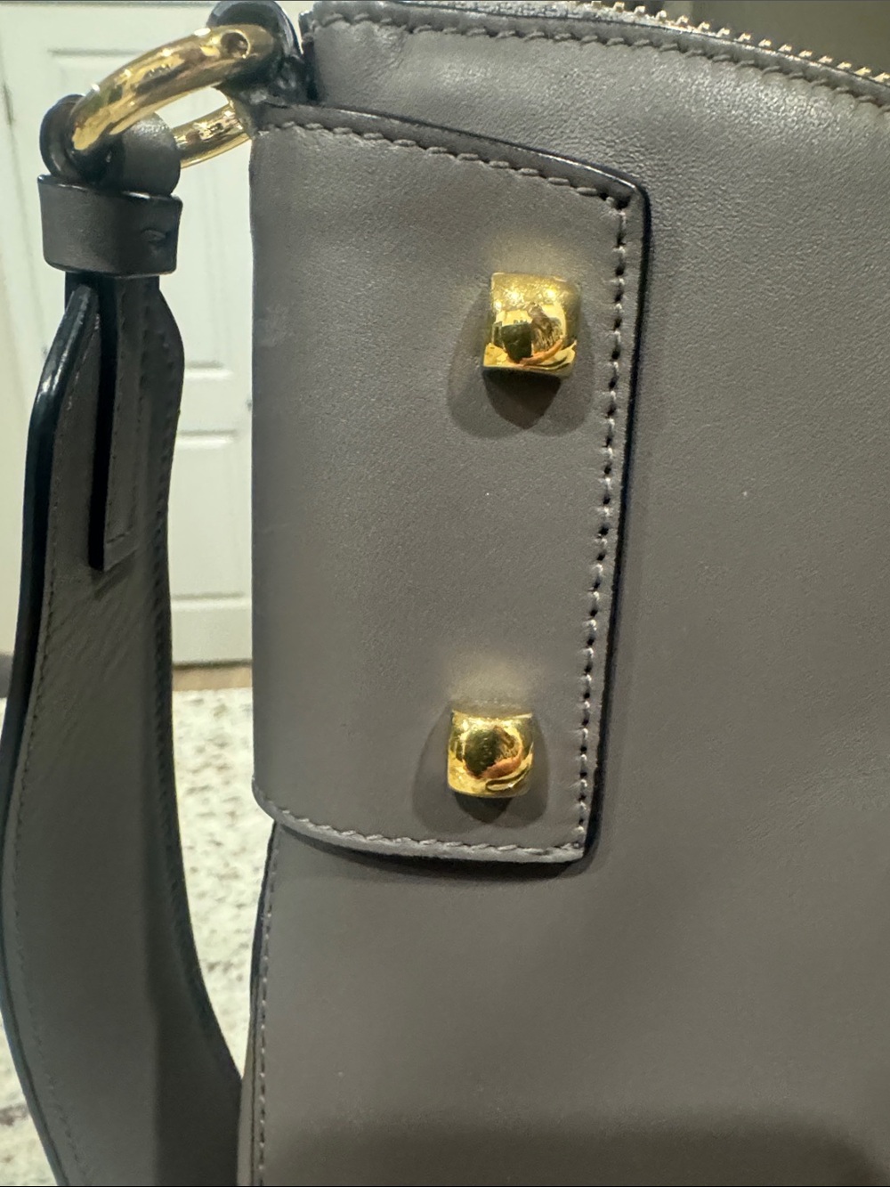 Salvatore Ferragamo Gancini Fiona Fumeé Urban Grey Leather Hobo (COA & receipt) - Picture 6 of 16